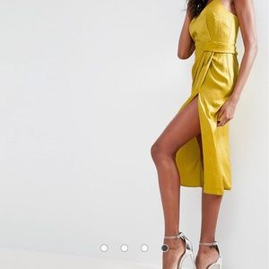ASOS Hammered Satin Strappy Pencil Midi Dress
